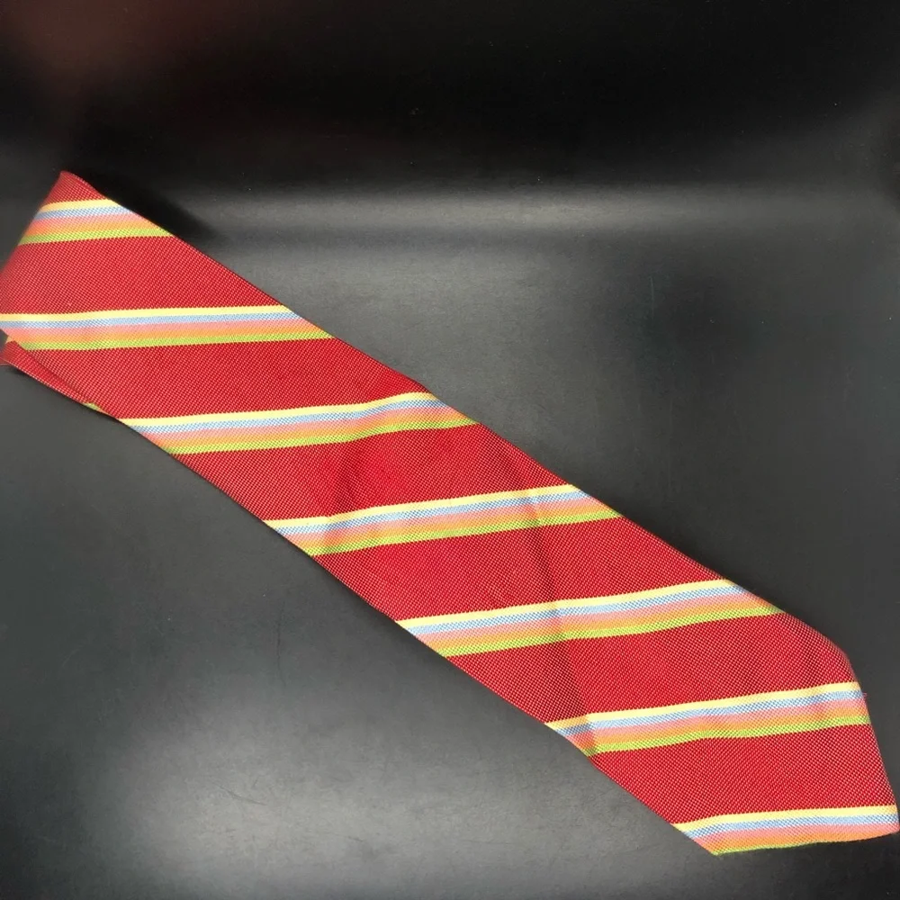 Vintage y2k Brooks Brothers Makers Red Chunky Striped Silk Tie